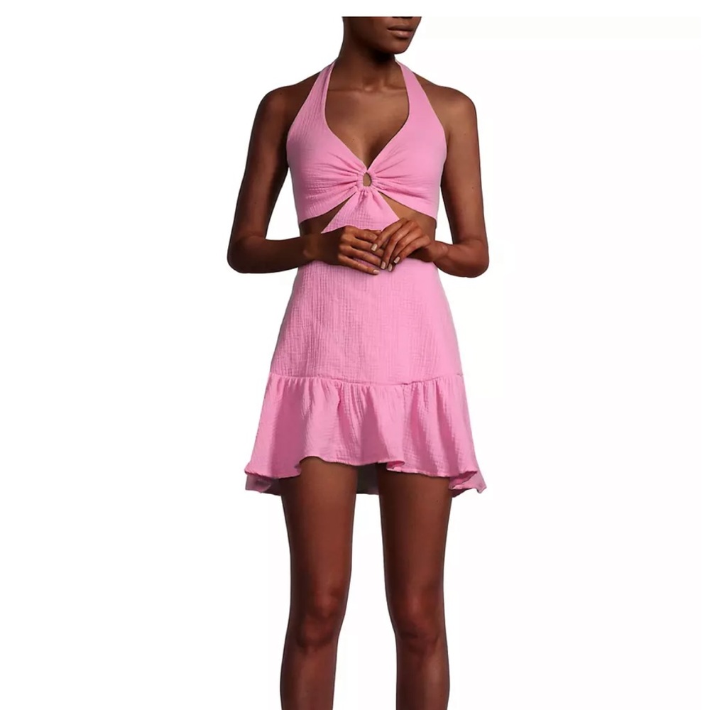 Moving Sale! Brand New Peixoto Pink Ariel Cotton Blend O-Ring Minidress